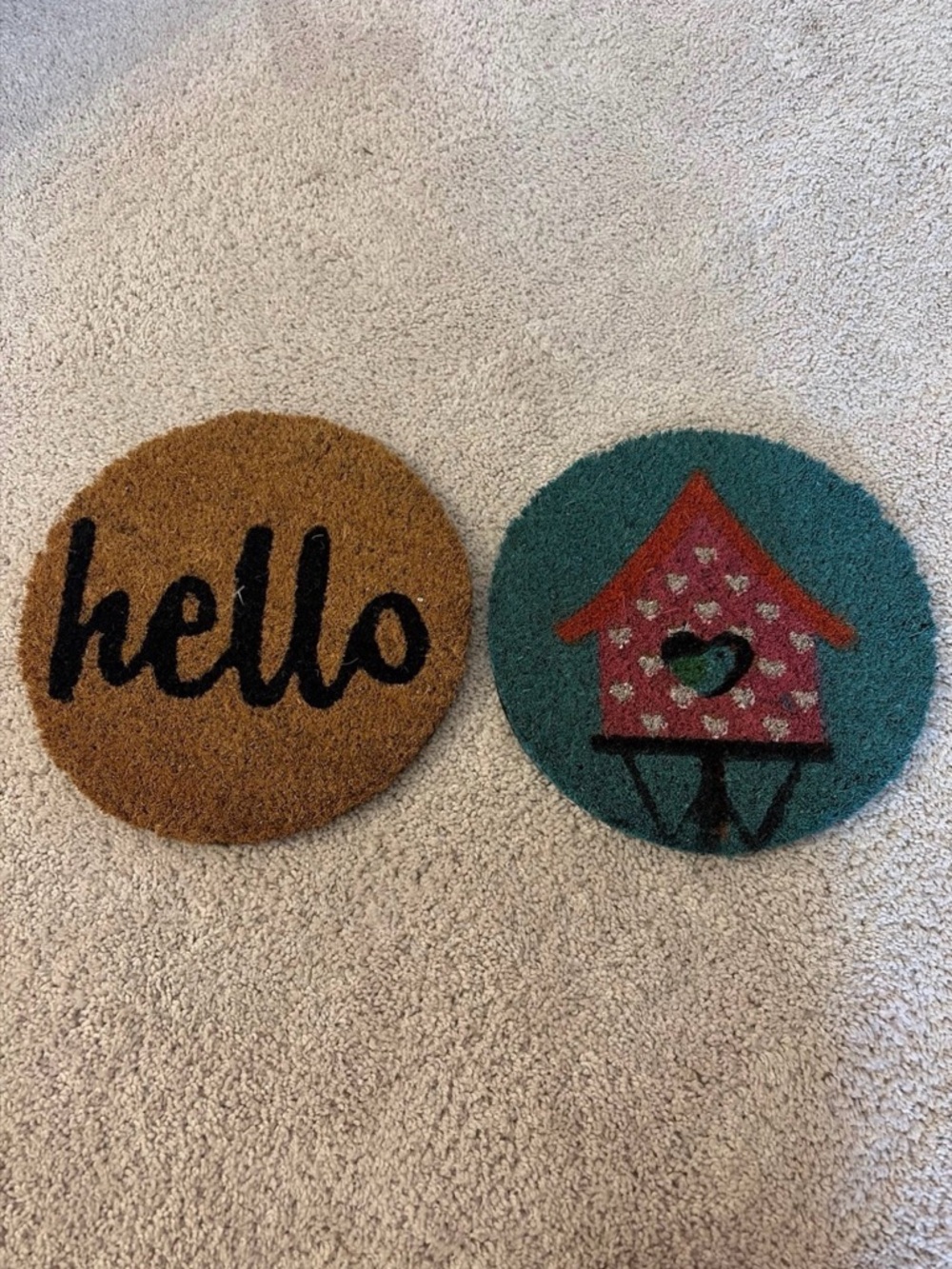 2 Calloway mills doormat inserts blue bird house and hello
